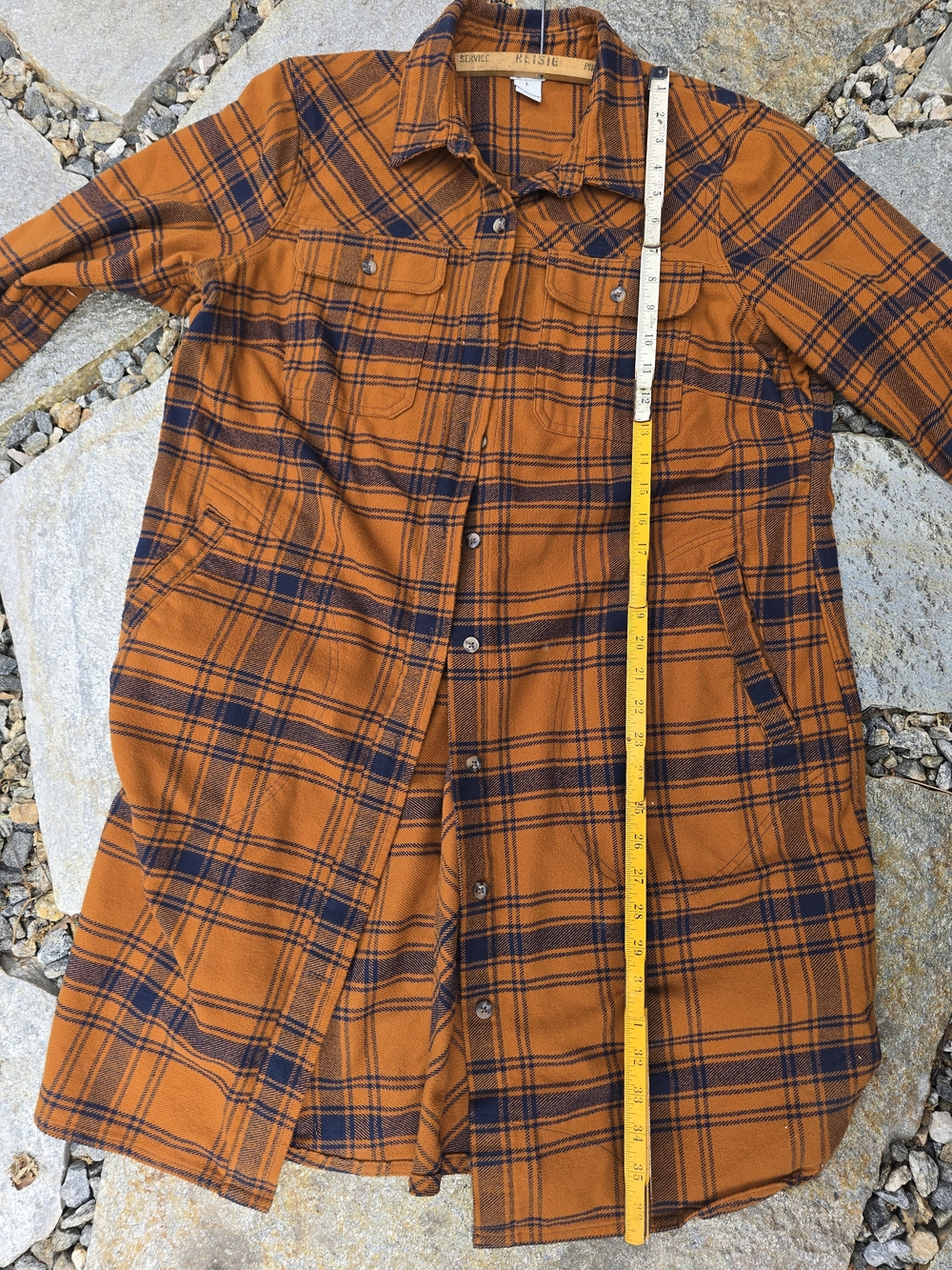 Rust Orange and Navy Plaid Button-Up Shacket - Picture 8 of 8